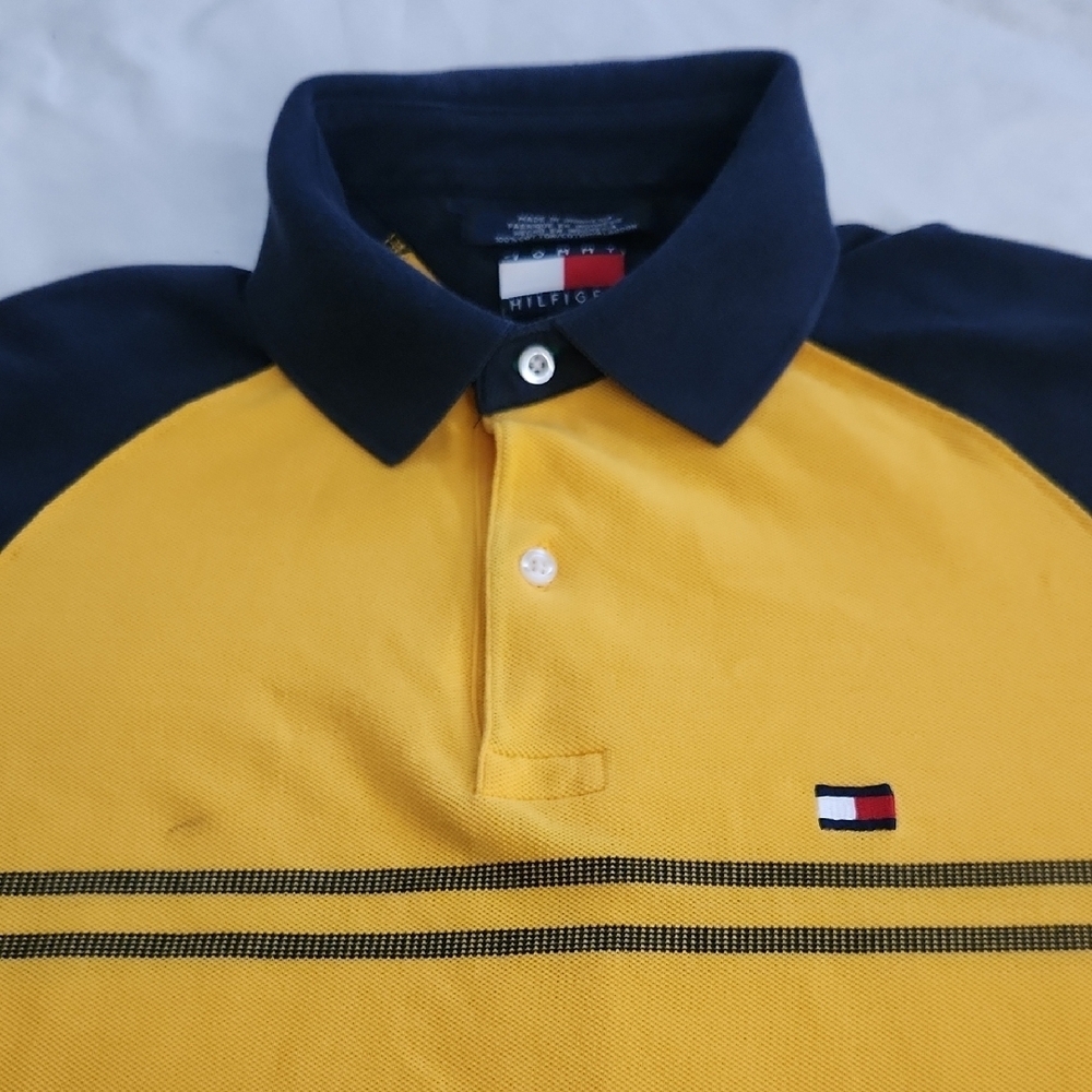 Tommy Hilfiger Men's Polo in Yellow & Navy Blue - Picture 2 of 7